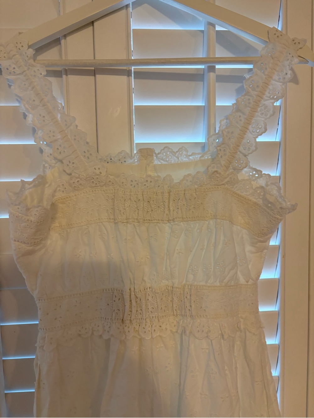 NWT Gap x Doen White Eyelet Tiered Midi Dress - Picture 6 of 6